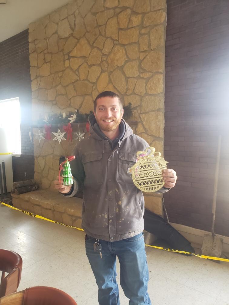 Cody Tuttle with ornaments